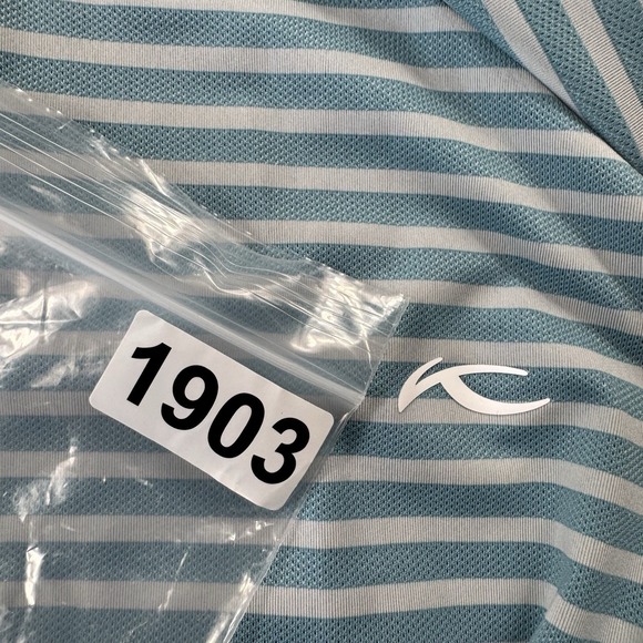 KJUS Blue White Striped Luis Men's Performance Polo Shirt Size S NWT - Picture 6 of 6
